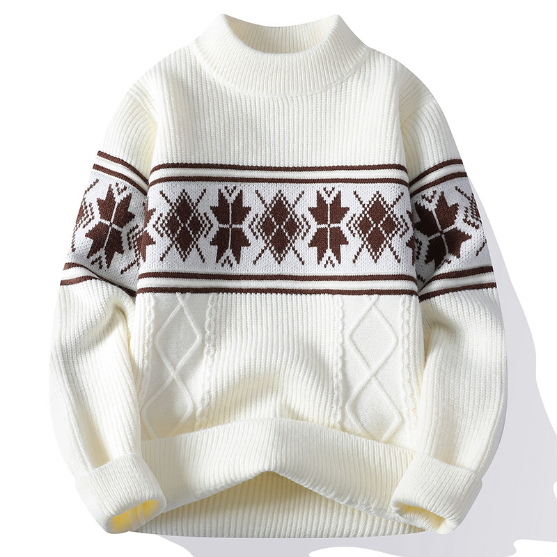 【新款】2025秋冬季时尚印花毛衣圆领宽松套头针织衫男士WE25787