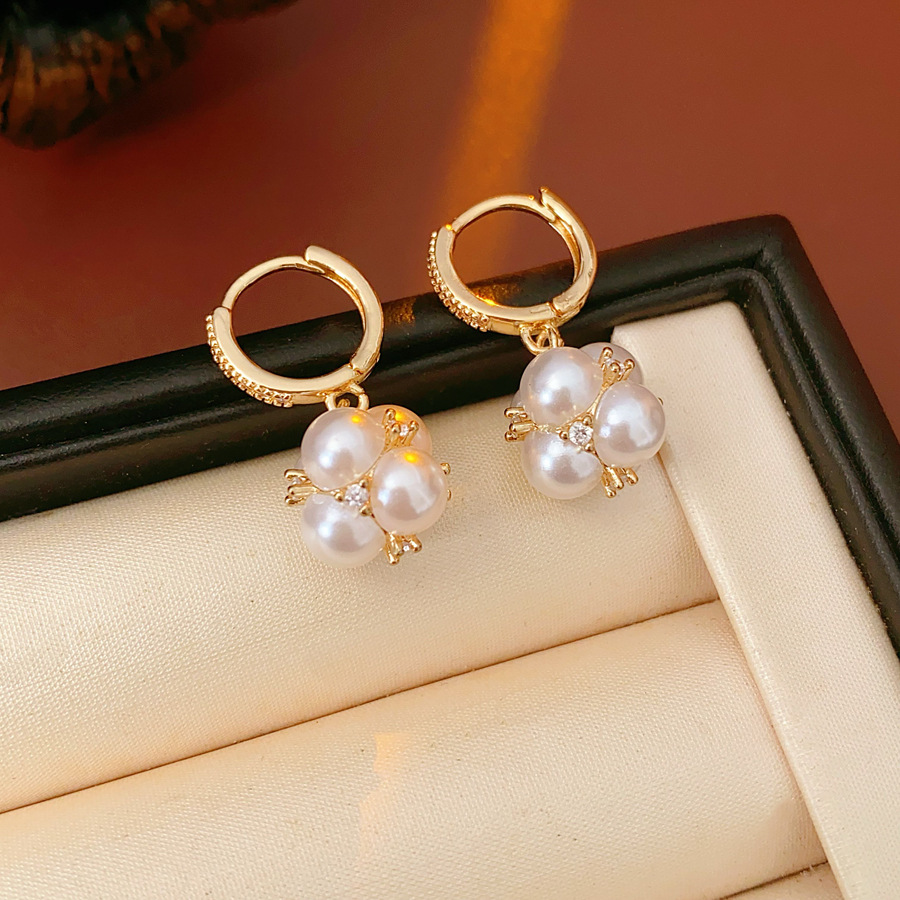 铜合金耳饰 HL127【TITI专属】法式复古团簇珠珠耳扣