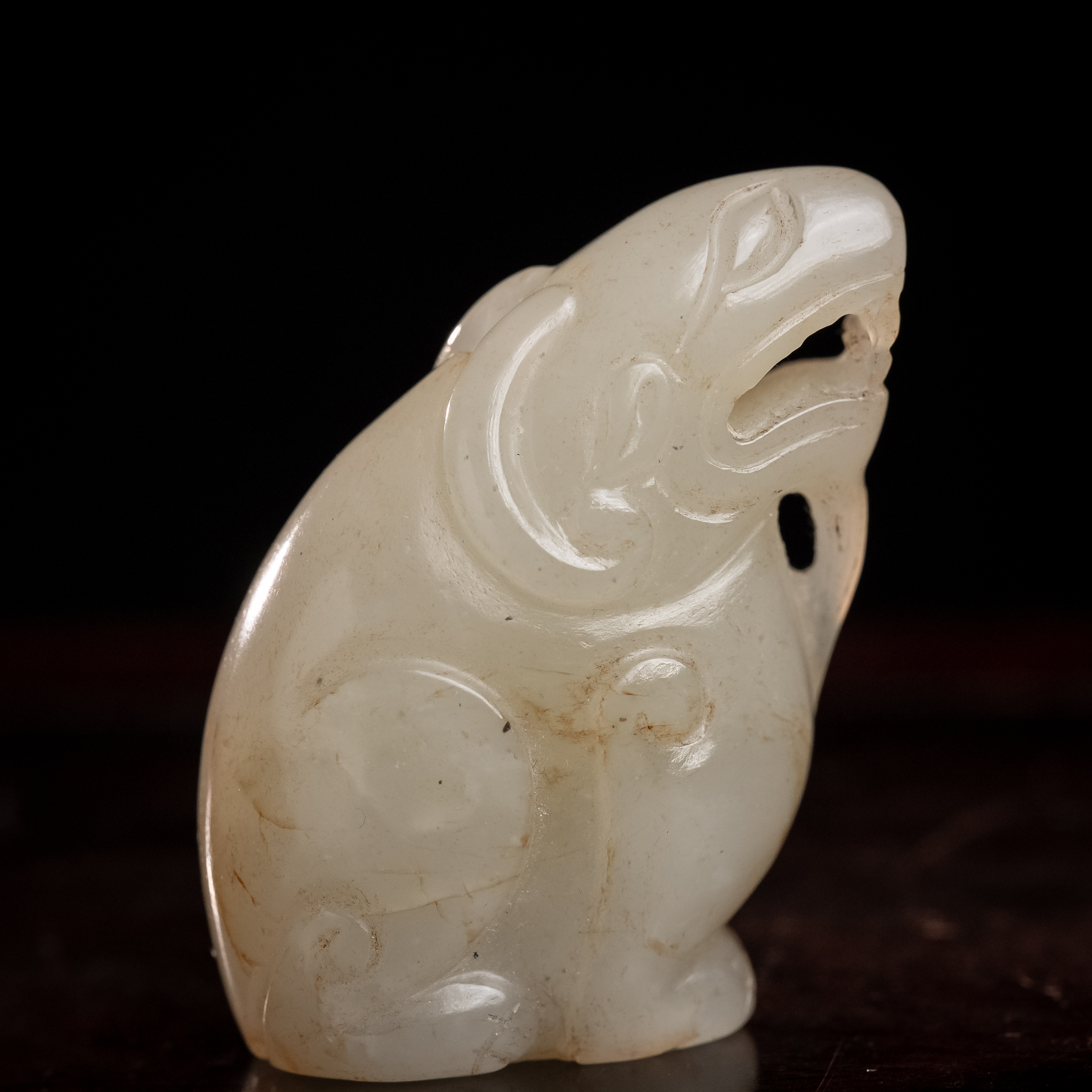 清代和田玉瑞兽花件-NX