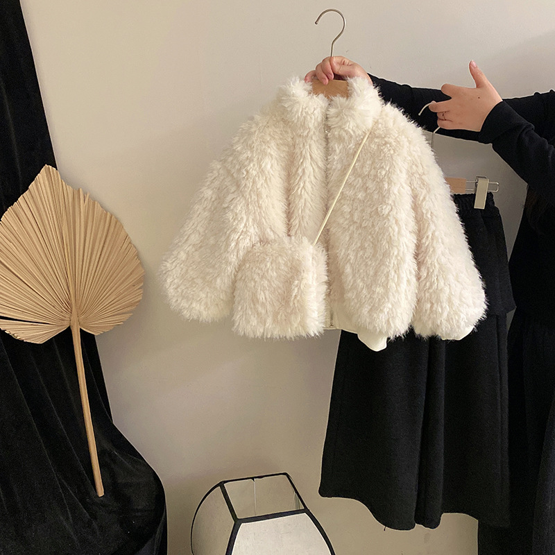 【安安家】女童秋冬季2025新款加绒毛毛包包外套中大童洋气潮R25698