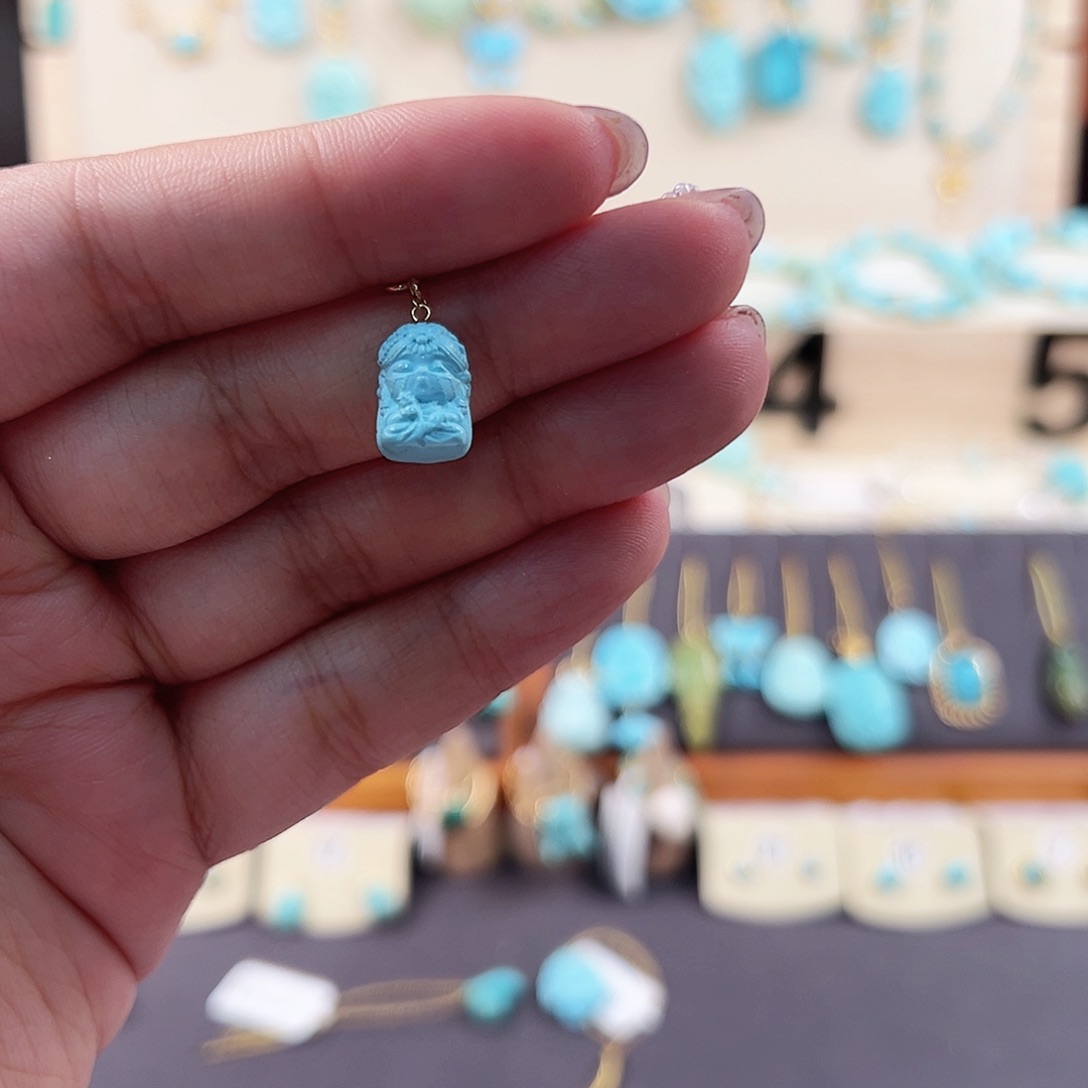 绿松石18K金镶嵌楼兰女神滴流