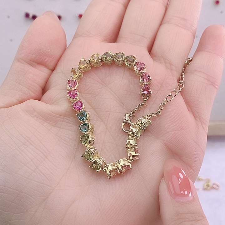 碧玺手链银S925镶嵌手链