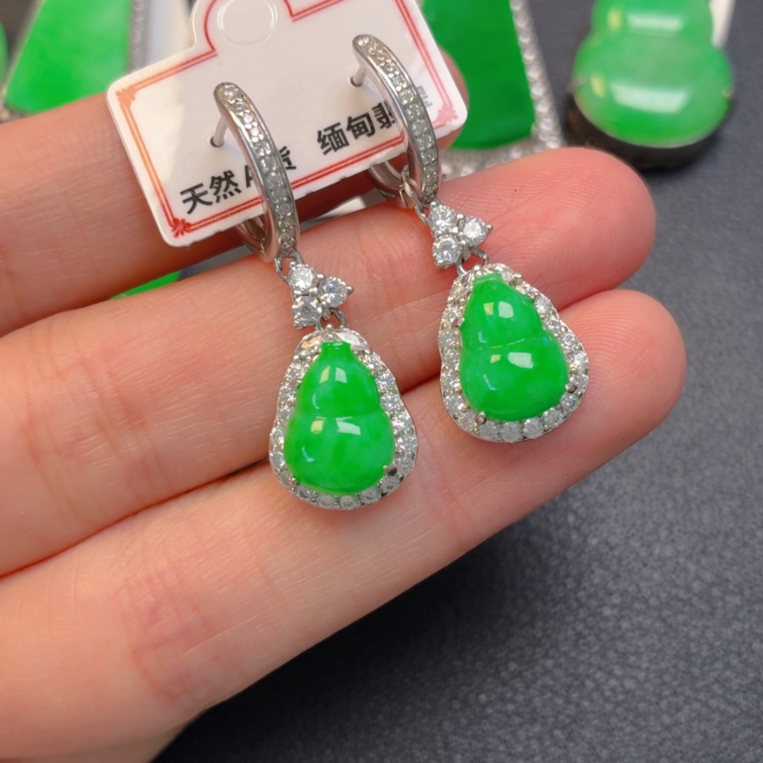 翡翠银S925镶嵌吊坠(不含链)耳坠