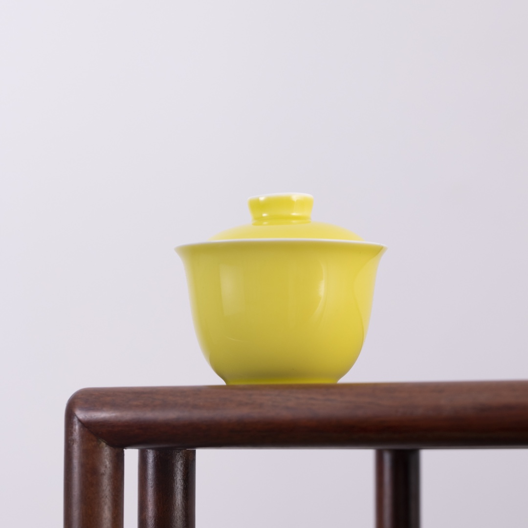 自慢堂-皓月盖碗柠檬黄-高档家用茶道分茶纯手工