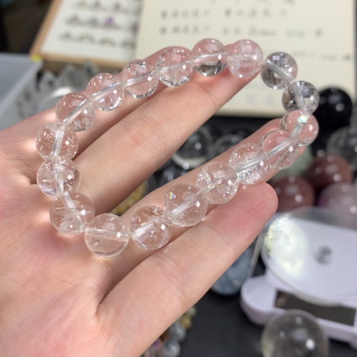 布白水晶手链手串