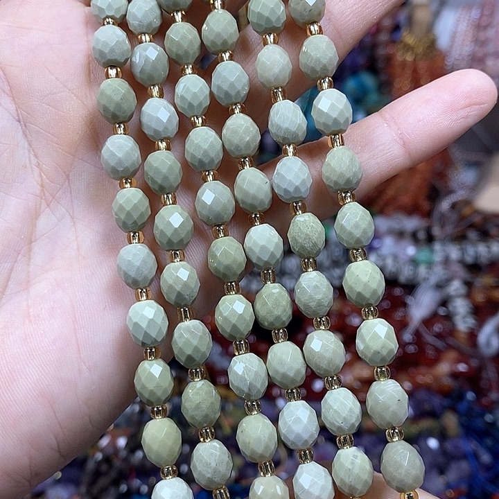 玛瑙/玉髓未镶嵌珠宝半成品天然牛油果阿拉善米切卡7*8mm