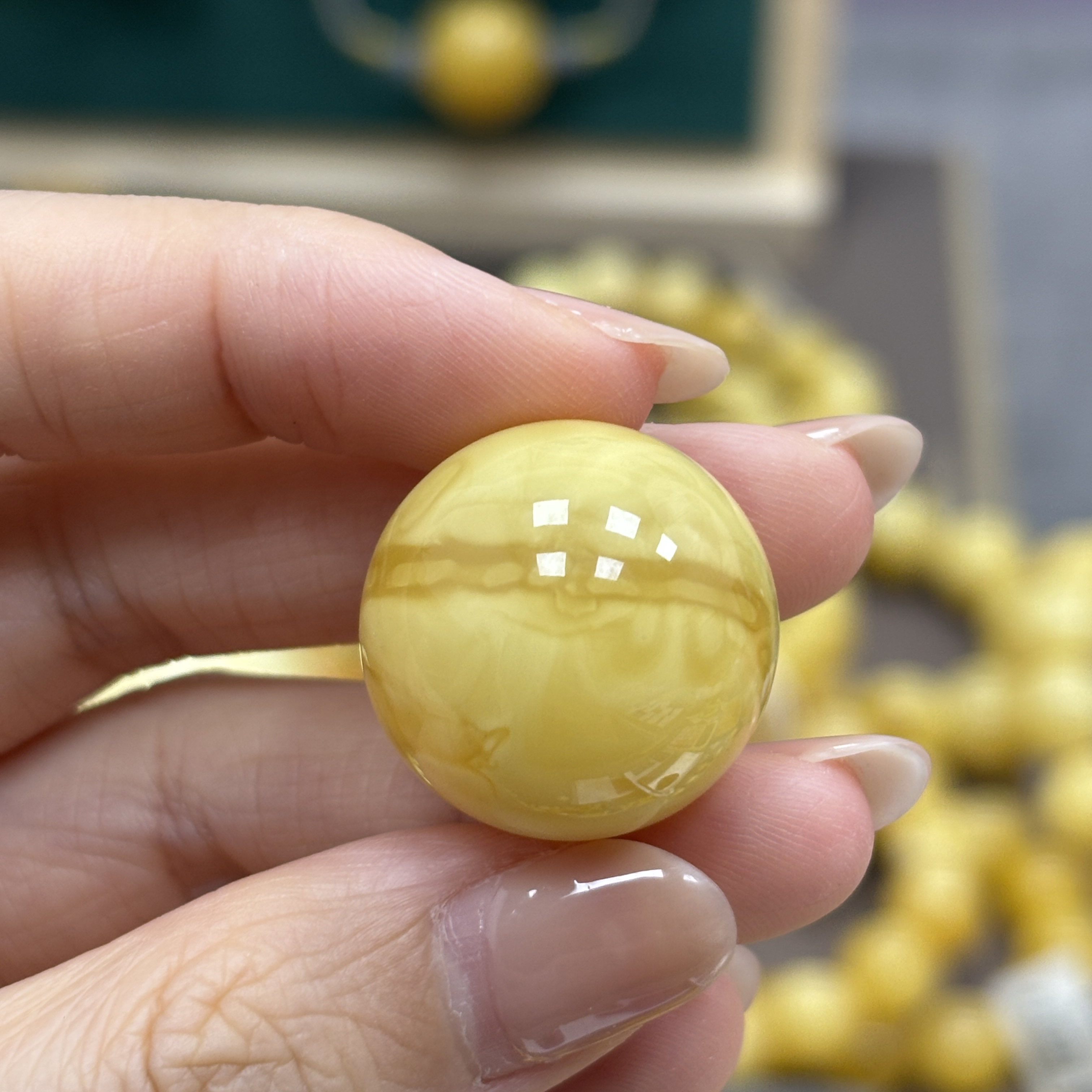 21.6mm带皮线· 小妖珠宝天然原矿琥珀蜜蜡