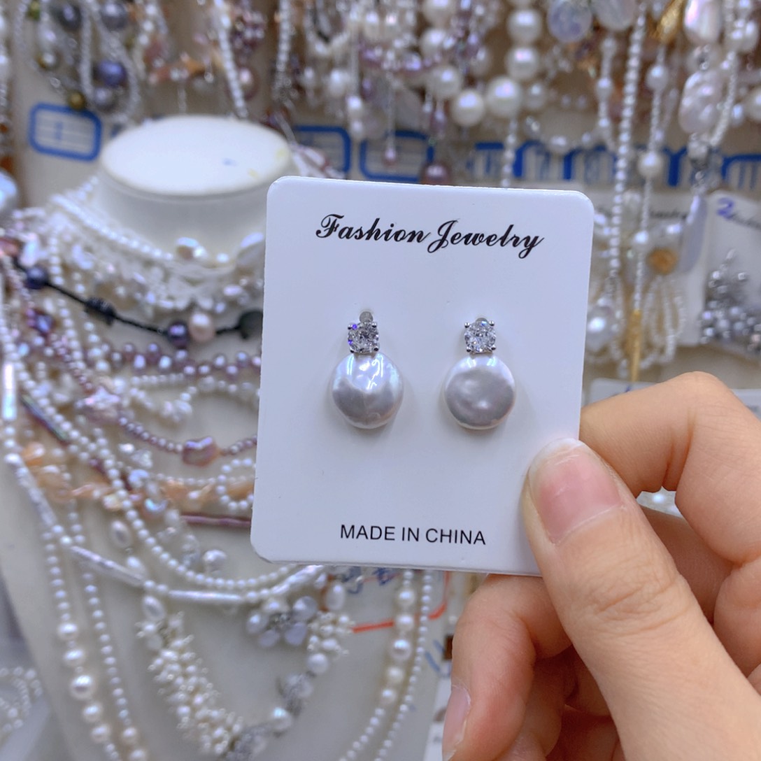 淡水珍珠耳饰银S925镶嵌