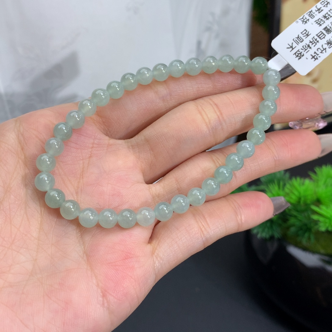 翡翠手链未镶嵌卡5.4冰胶蓝晴手串