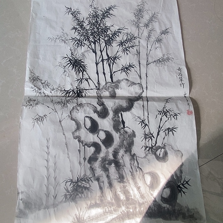 国画四尺三开手绘作品