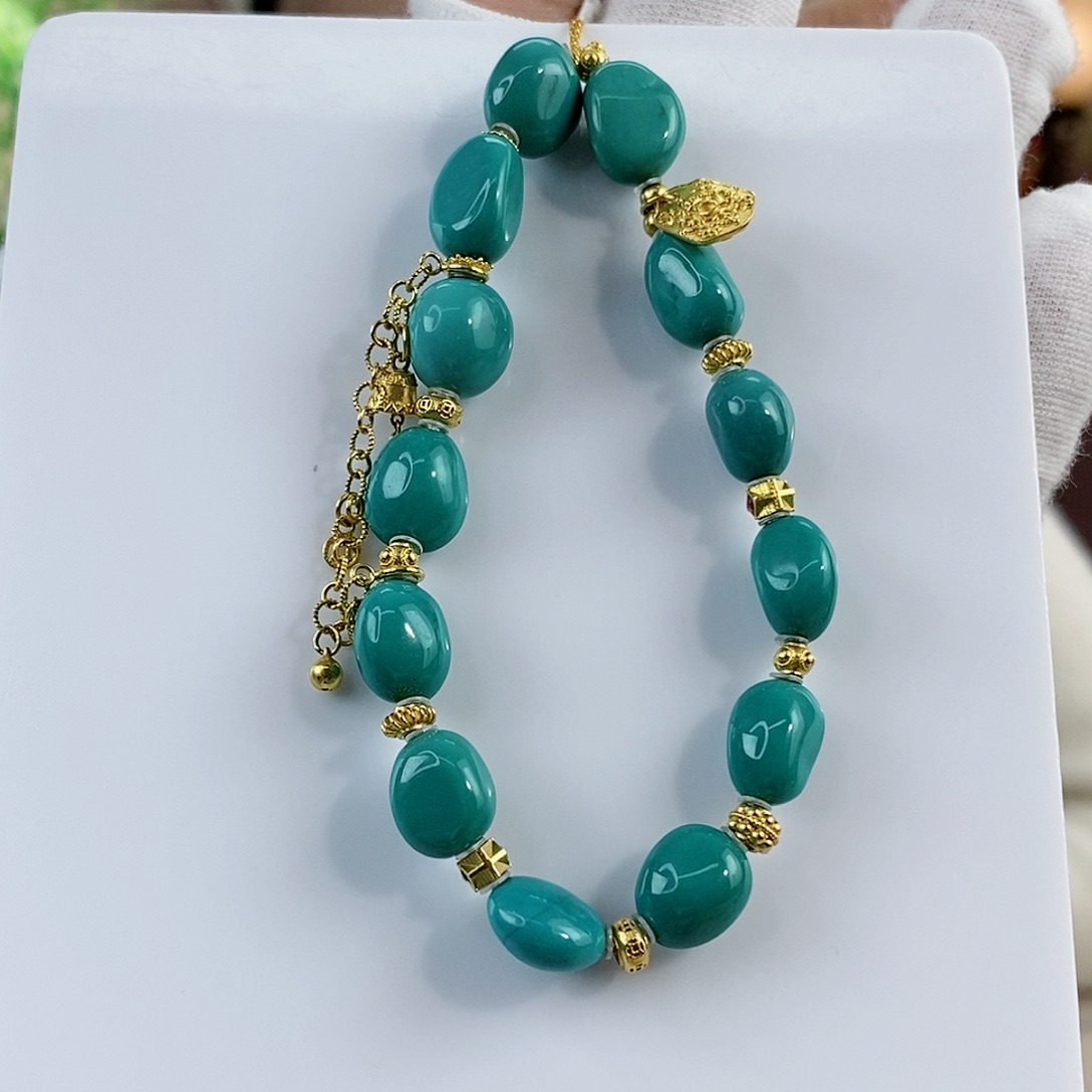 绿松石珠宝奇石18K金镶嵌