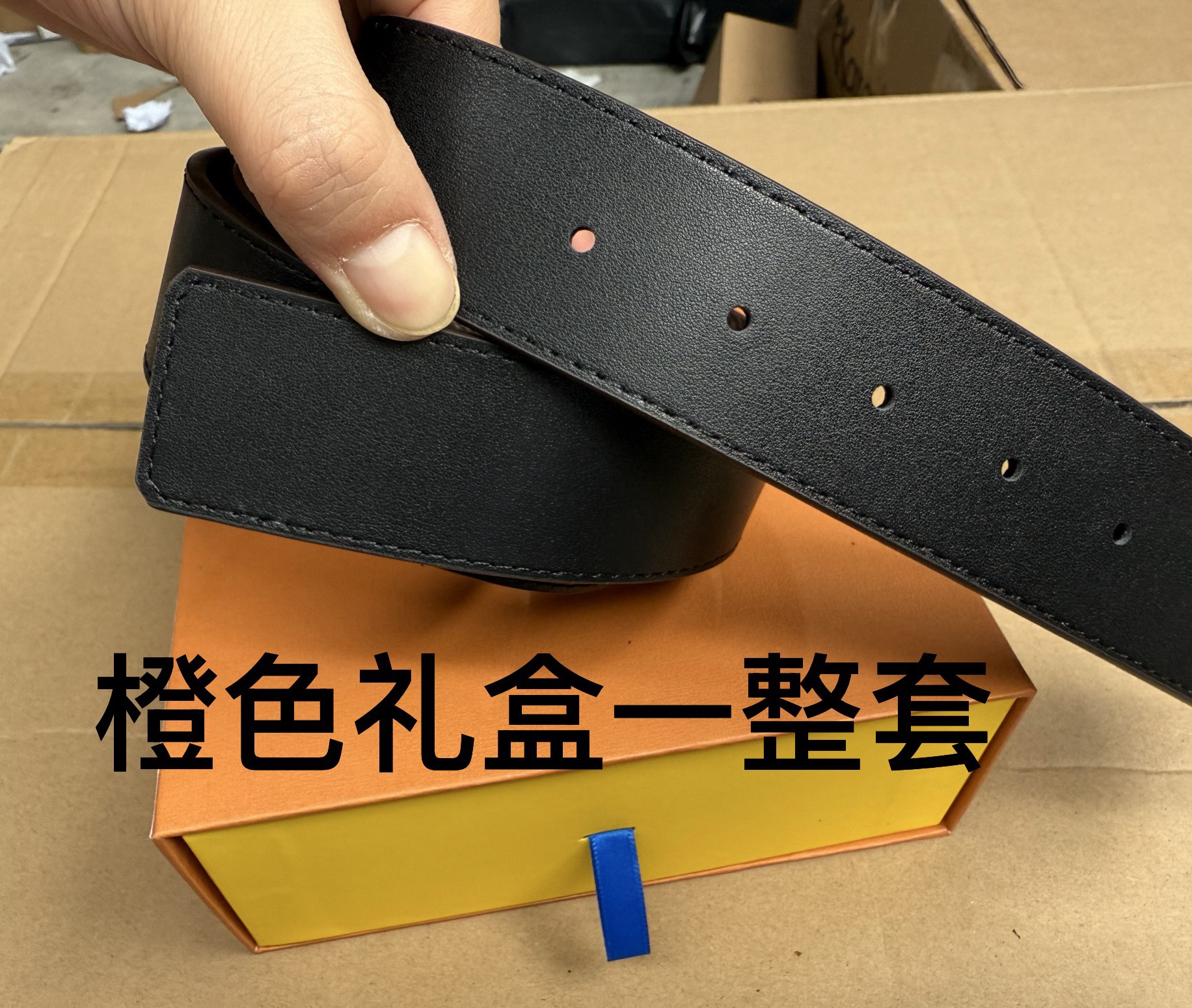 L经典男款高档男士腰带带身4.0宽 扣头+V带身+全套礼盒+支持NFC