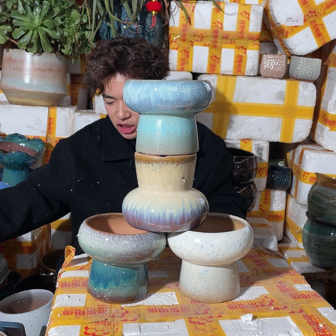 无铅玻璃宜兴紫砂花盆