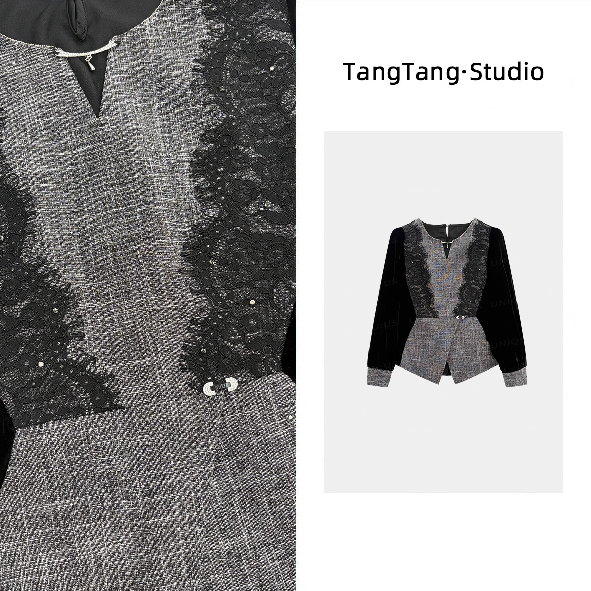 【TangTang·Studio】月影丝绒高级气质显瘦女装上衣-255808