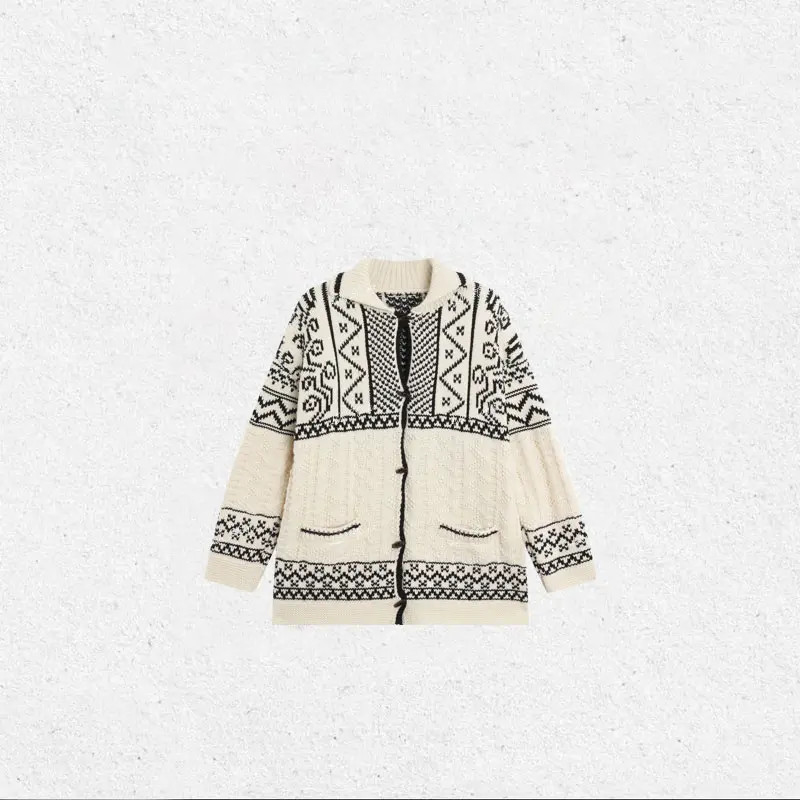 【JOYE】「拙趣图谱」提花设计感牛角扣针织外套ABQY199