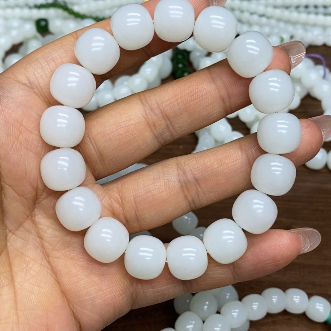 和田玉手链未镶嵌金**波