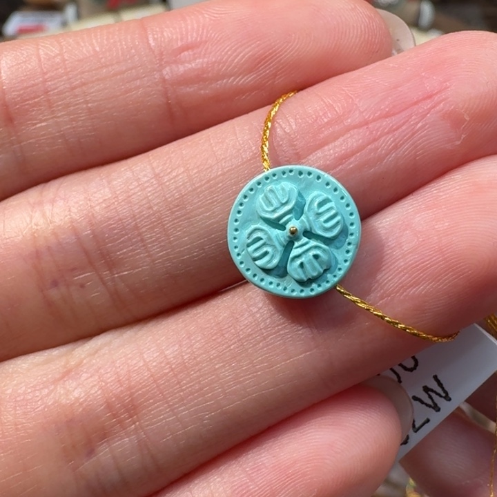 绿松石未镶嵌克罗心圆牌