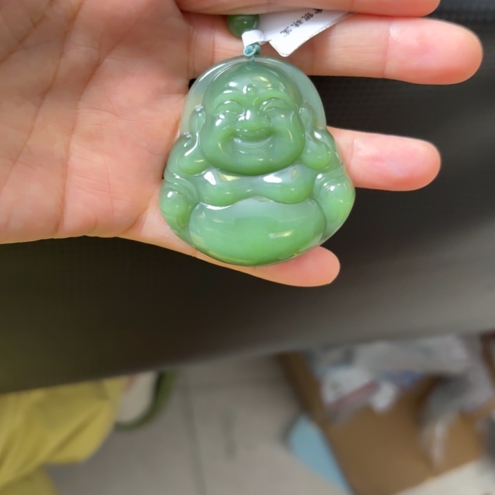 和田玉未镶嵌颈饰52尺寸荧光猫眼佛公