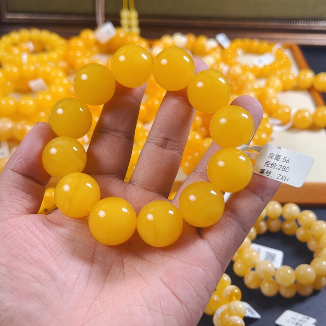 手串琥珀未镶嵌20焦皮鸡油黄克重56zxH