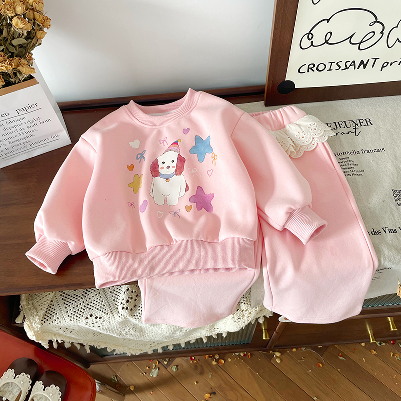 橘止皮 女童套装2025春装儿童运动装宝宝卫衣卫裤两件套QT241187