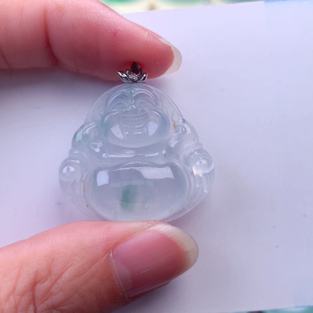 翡翠吊坠(不含链)18K金镶嵌