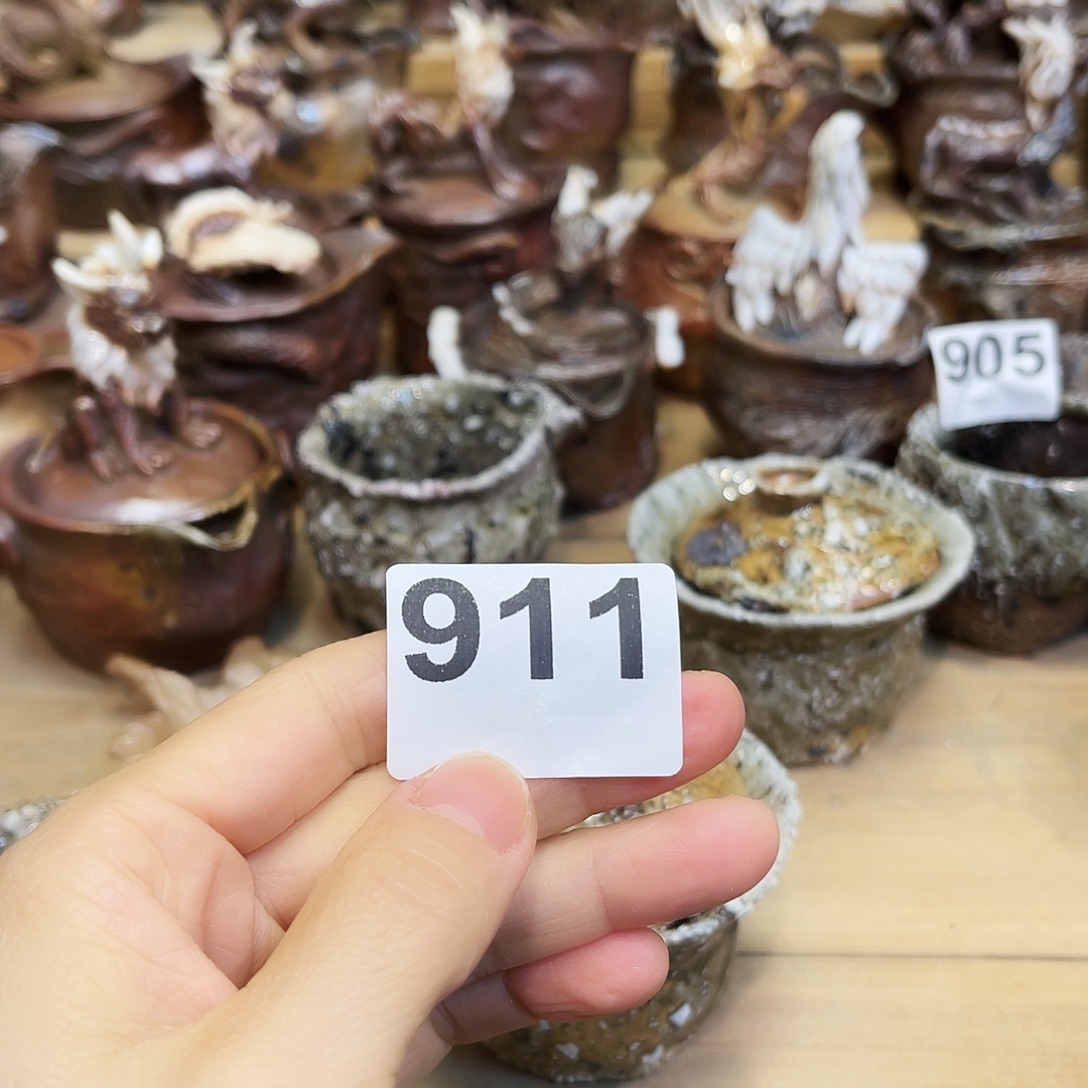 *****瓶柴烧粗陶手捏盖碗特价