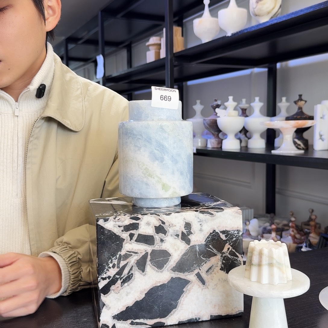 大理石669蓝水晶小花瓶福利