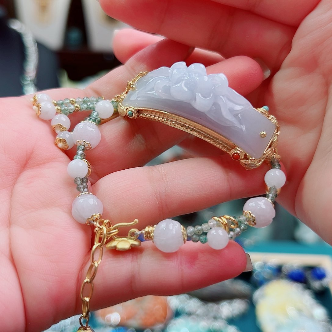 手链翡翠银S925镶嵌国风