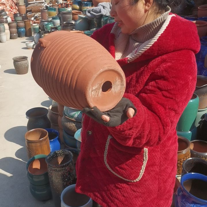 红陶口20高27瑕疵底裂