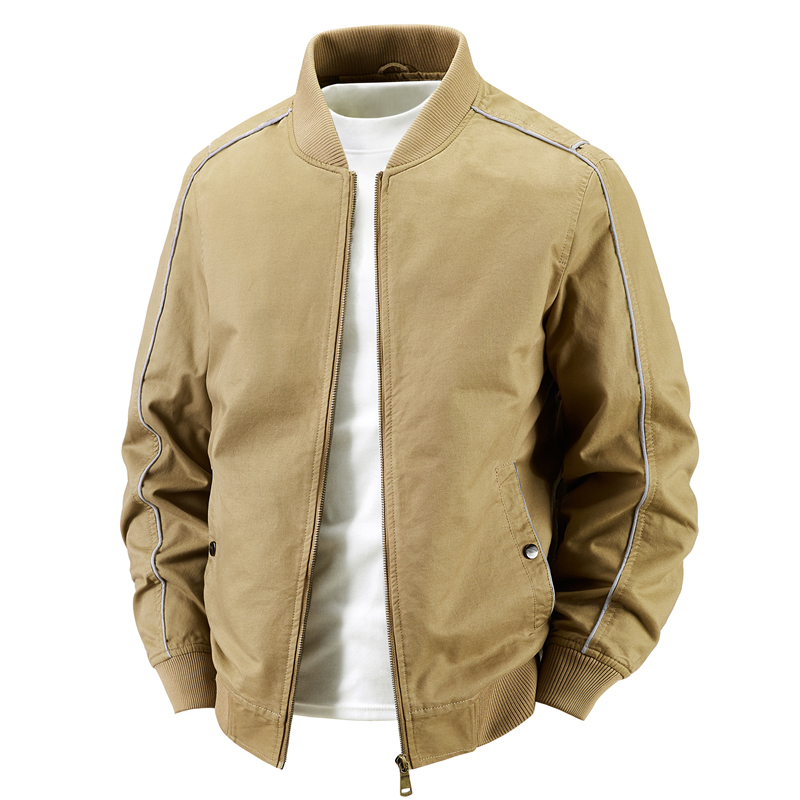 2025新款纯棉休闲外套男春秋季时尚棒球服宽松大码飞行员立领夹克