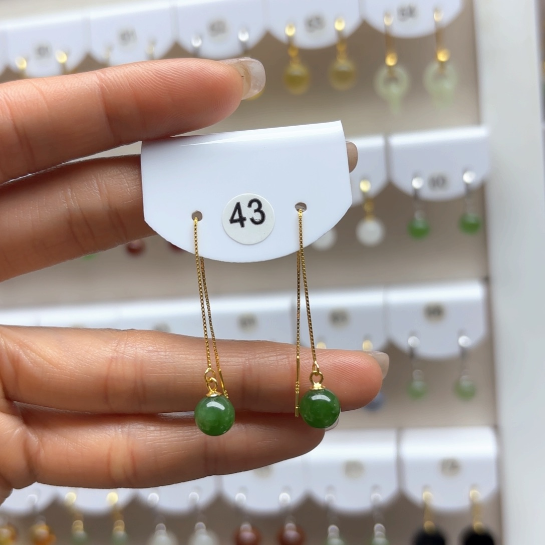 和田玉耳饰银S925镶嵌2