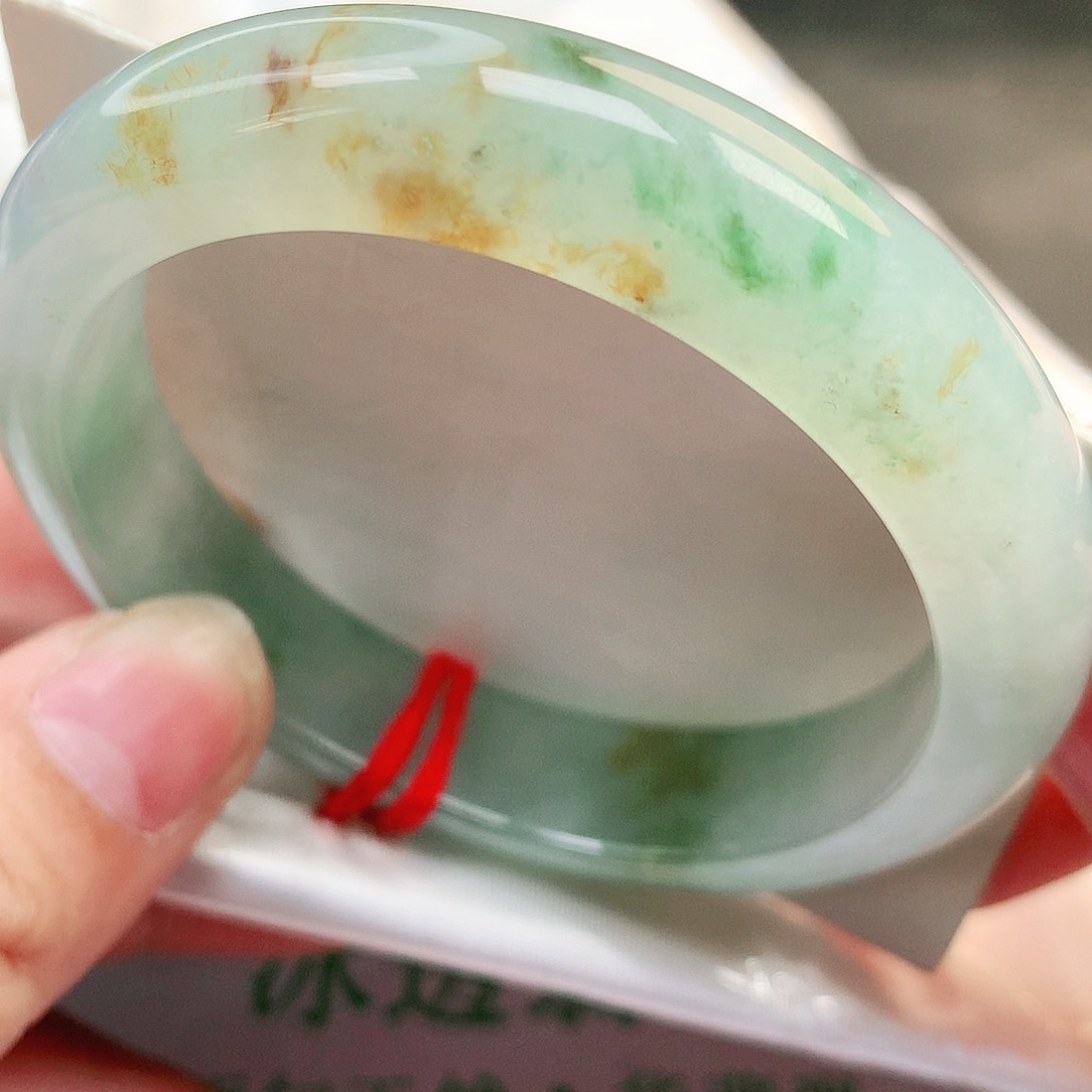 未镶嵌手镯翡翠纯天然翡翠桂花糕洒金2744号