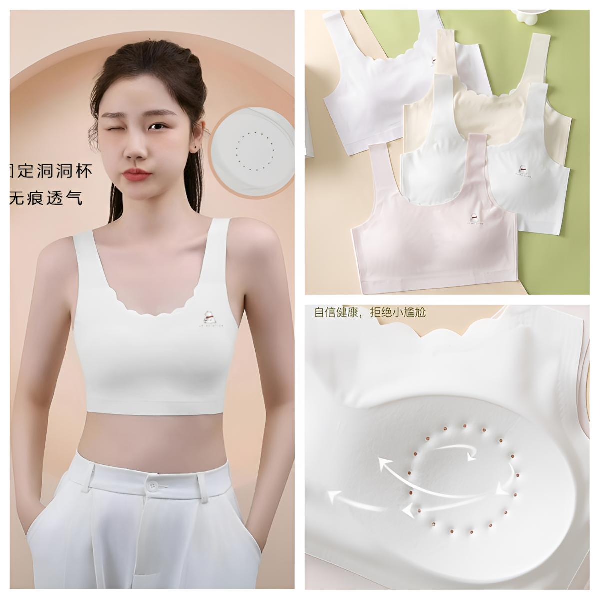 拍1发2-3条【过渡期-2阶段洞洞杯】宽肩薄杯发育内衣冰丝初中生夏款
