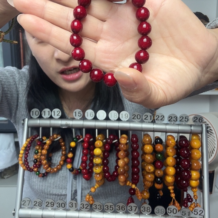 松木固化款琥珀木手串1.0樱桃红女款