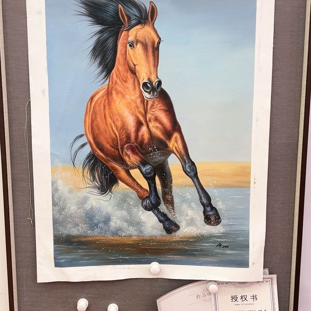 国画二郎（朱立斌）油画带证件合影视频