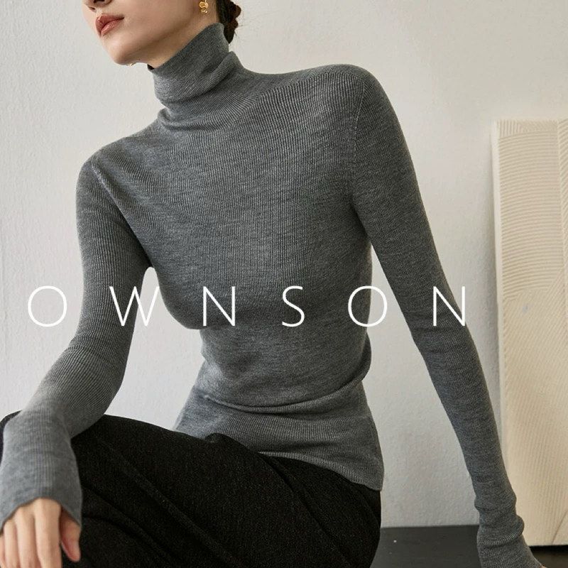 升级美丽诺羊毛加厚高领四面弹柔软亲肤无缝一体针织打底衫女