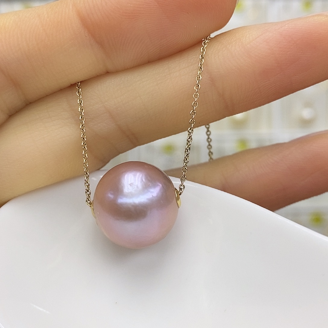 淡水珍珠吊坠(赠链)18K金镶嵌