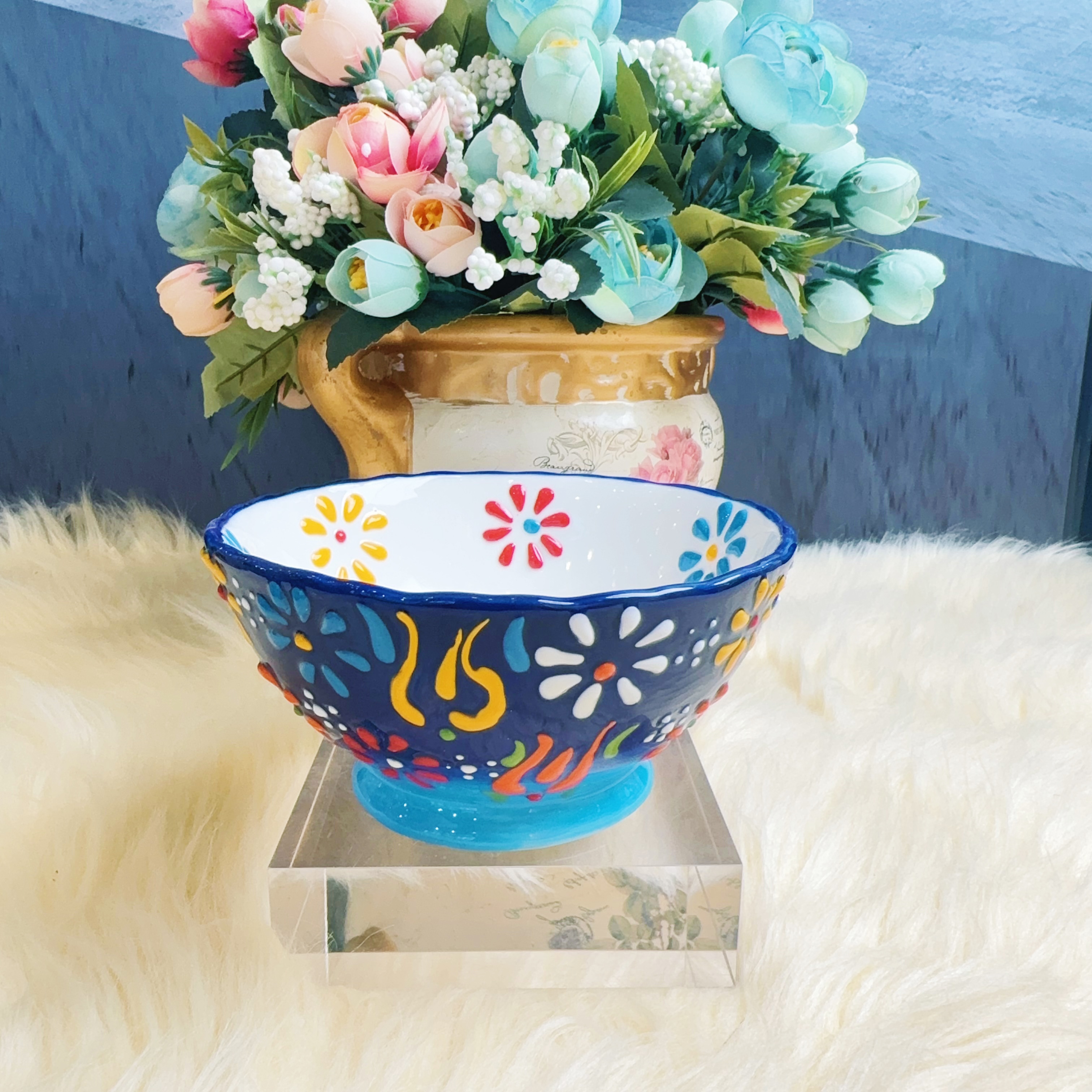 【zulfi专属】阿勒玛【蓝贵夫人】手绘碗装简约轻奢5寸饭碗中形拍5发6