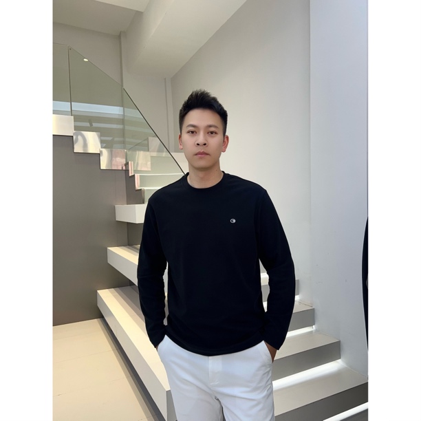秋季新款长袖T恤小刺绣加厚莫代尔男士宽松上衣春秋7887