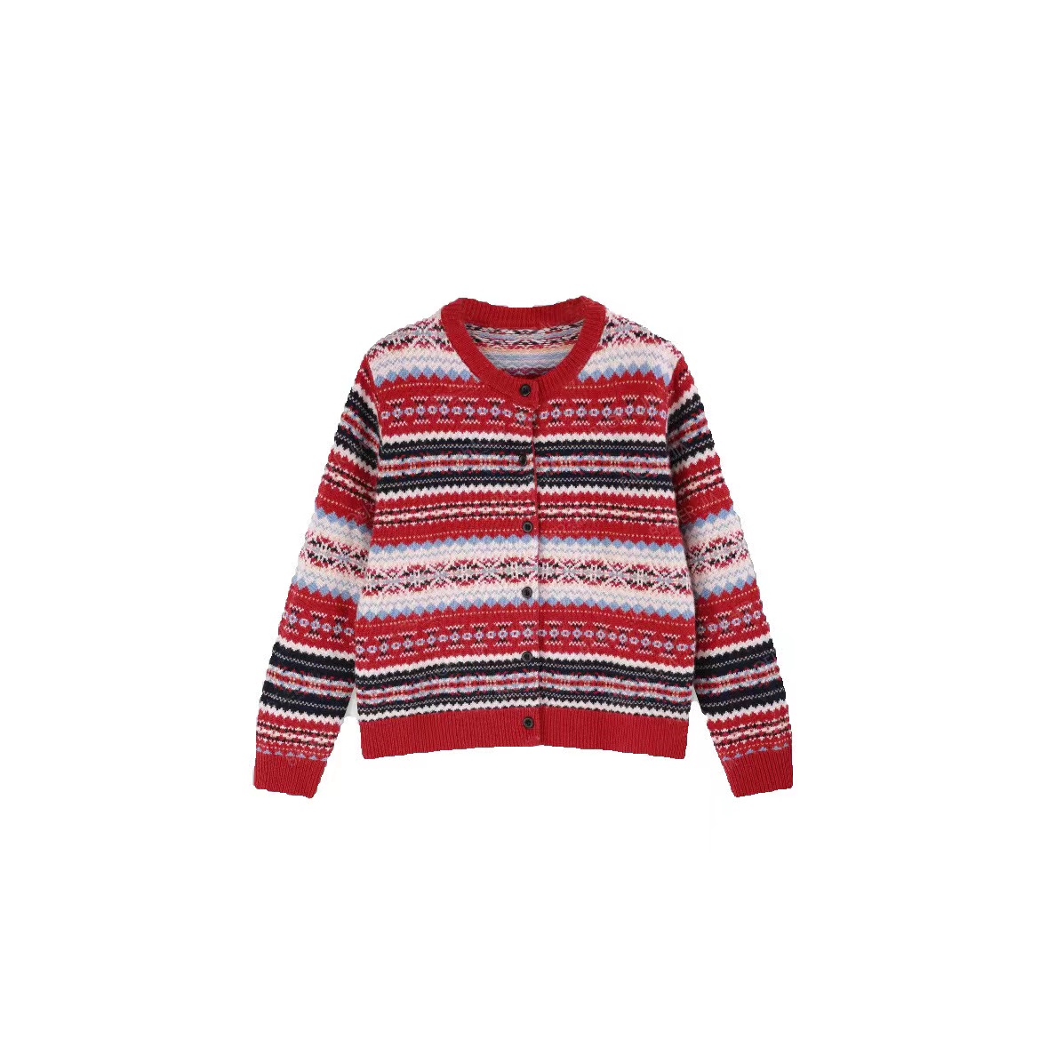 秋冬加厚费尔岛系复古提花针织套头衫新款针织开衫