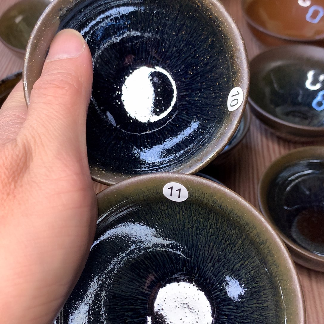 茶盏10 11两个原矿建盏主人杯