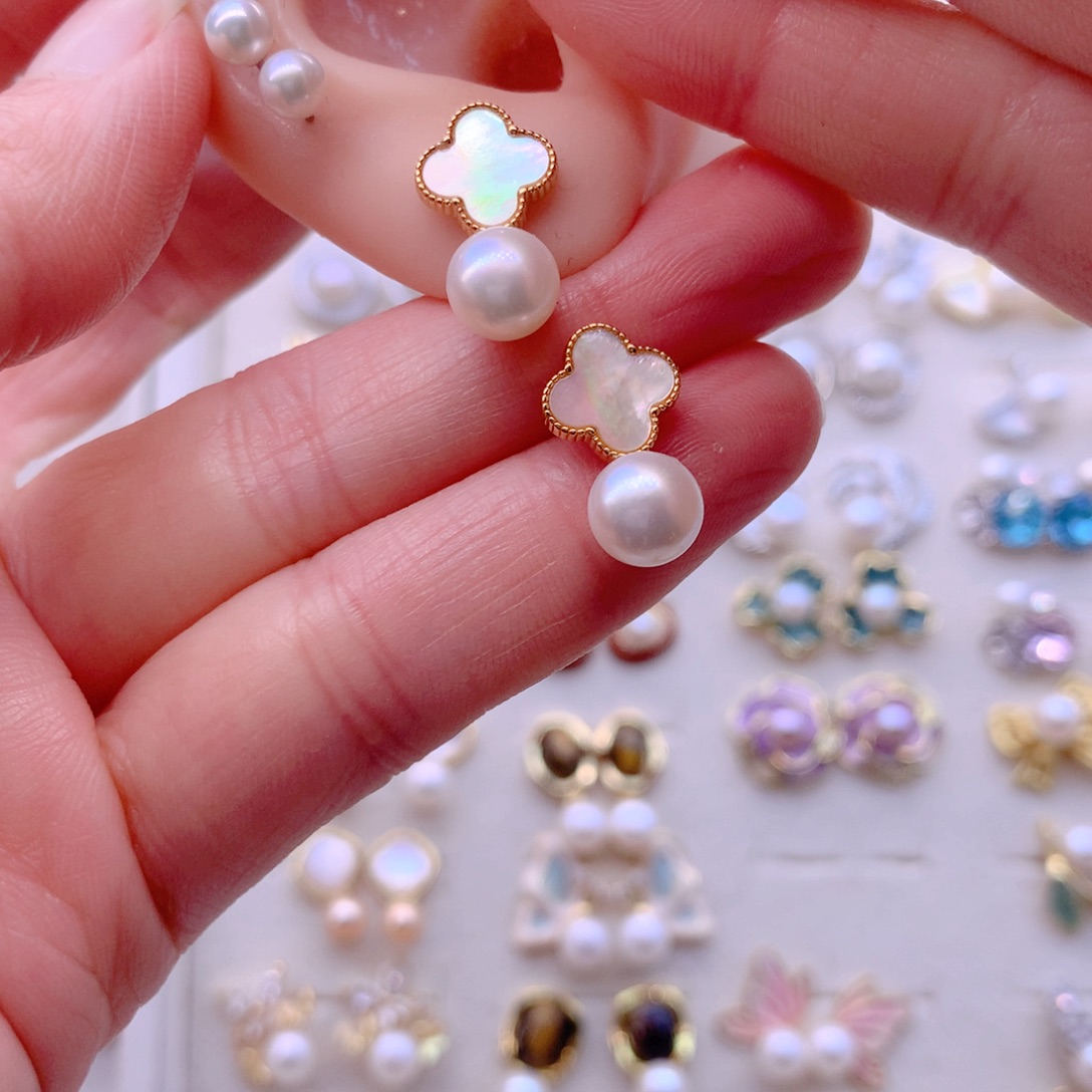 淡水珍珠合金耳饰