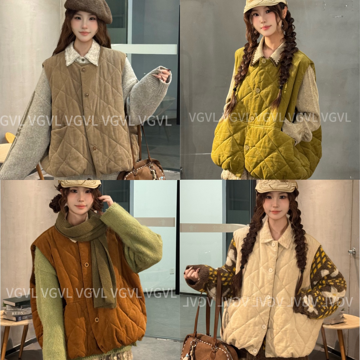 VGVL小卓马甲【欧包】厚款加绒加厚款马甲马夹工字型款女外穿30341