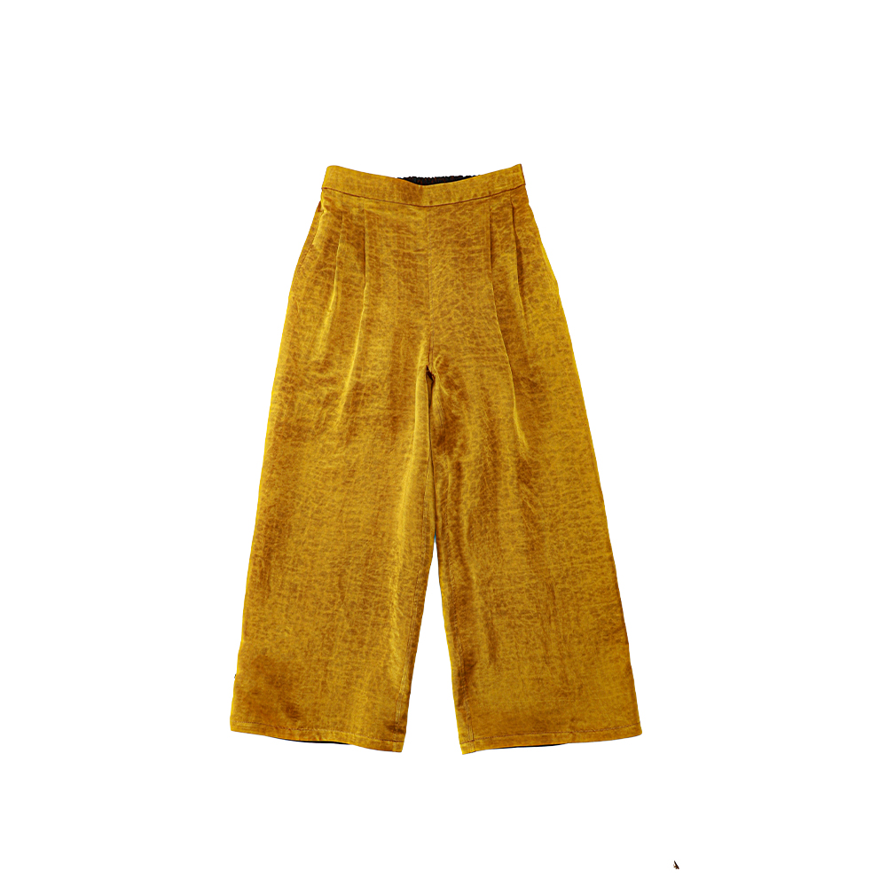 宛宛高定| 2025SS 百搭显瘦纯色龟裂纹后松紧大裤腿阔腿裤526324