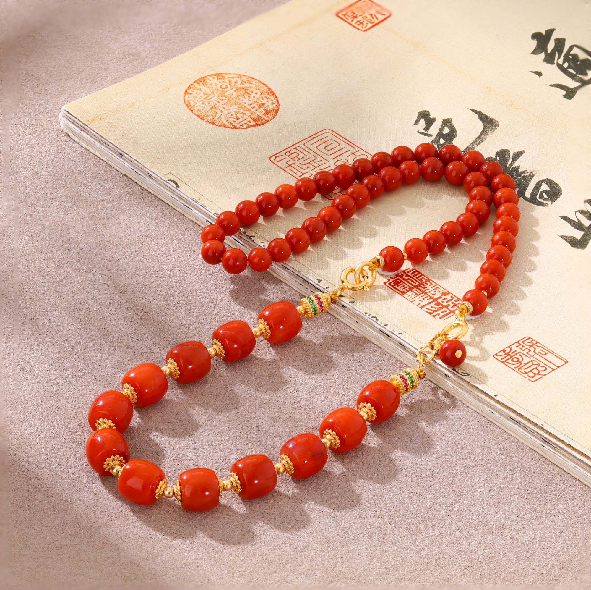 【不二】南红银项链6mm+（多样性发）