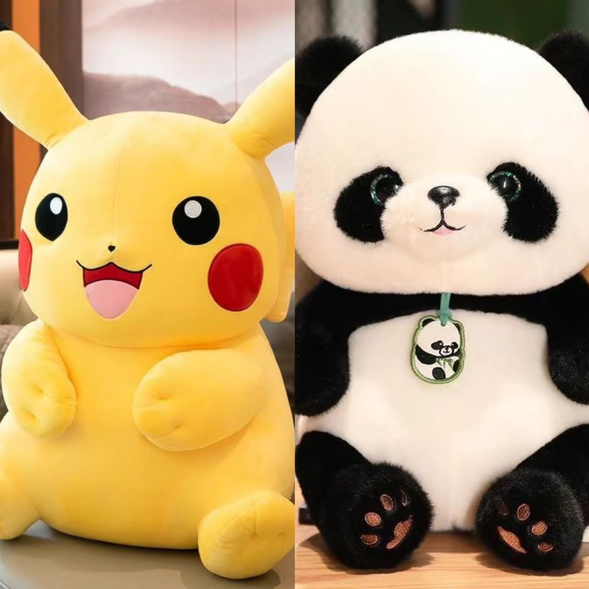 【买一送一】皮卡丘毛绒公仔精灵宝可梦玩偶可爱布娃娃（送熊猫