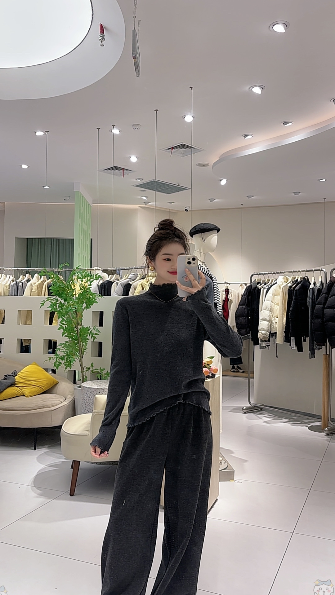 艾然 高级半高领2025冬款长袖波点毛衣女0486