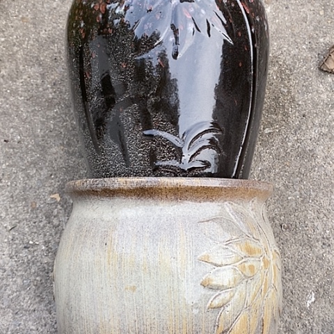 【闪购商品】紫砂花盆高25口20一对