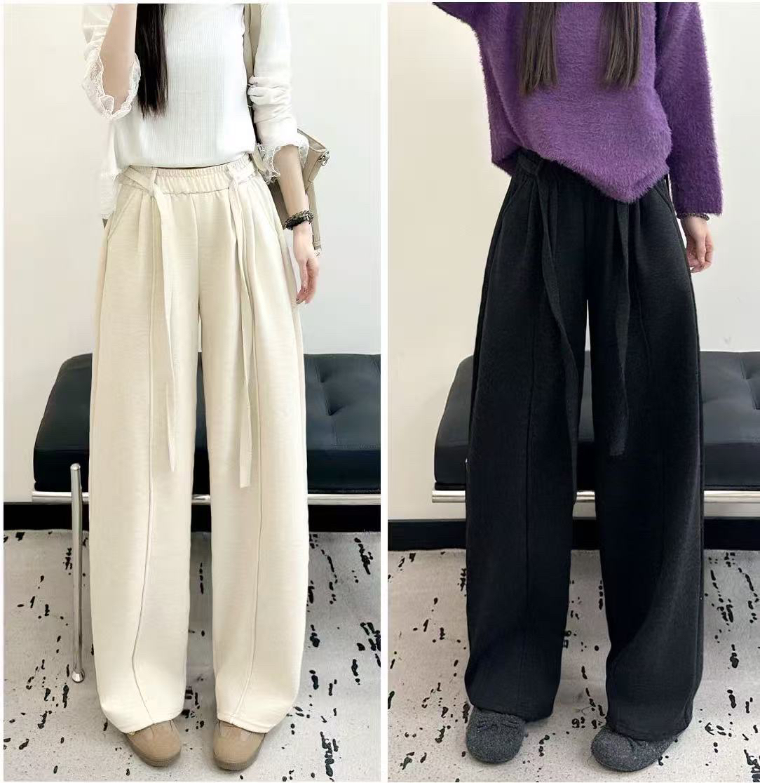 泡芙家#WSZ749冬季福利加BB绒绵羊毛气球裤（配飘带）裤长：100cm