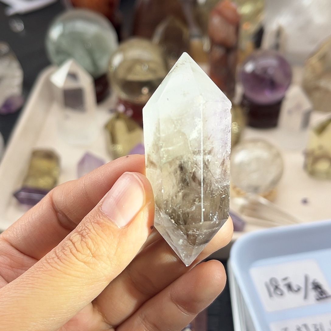 未镶嵌珠宝半成品水晶66茶晶双尖